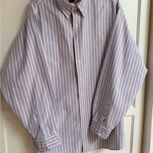 XL Brooks Brothers Men's Shirt with Blue and Pink Stripes